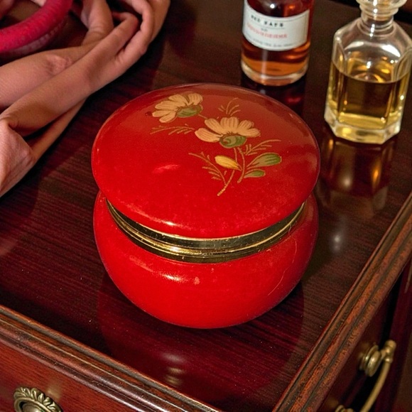 Vintage Authentic Italian Red Alabaster Trinket Box - Picture 2 of 8